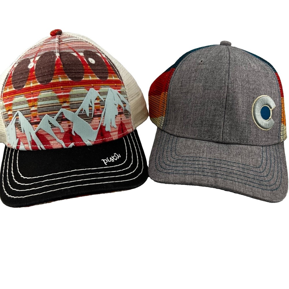 2 Colorado Trucker Hats Lot Pistil YO Colorado Snapback Embroidered Outdoor Caps